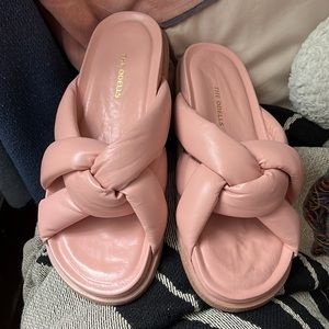 The Odells Pink Leather “Puffy Slide” Sandals